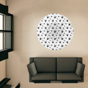 Black White spiders spiderweb Halloween pattern Rug