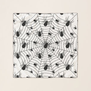 Black White spiders spiderweb Halloween pattern Scarf