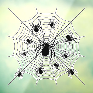 Black White spiders spiderweb Halloween pattern Window Cling