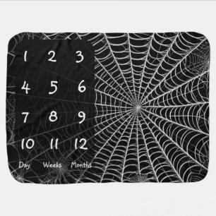 Black & White Spiderweb Baby Milestone Mat Blanket