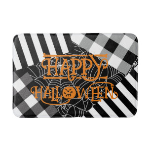 Black & White Spiderweb Patchwork Halloween  Bath Mat