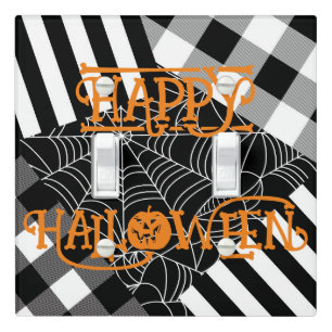 Black & White Spiderweb Patchwork Halloween Light Switch Cover