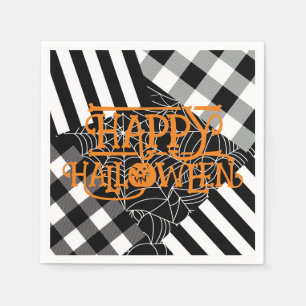 Black & White Spiderweb Patchwork Halloween Party Napkins