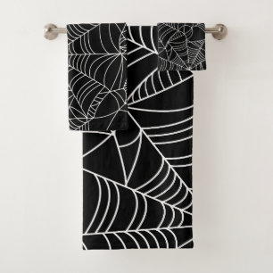 Black & White Spiderwebs Halloween Bath Towel Set