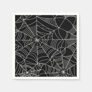Black & White Spiderwebs Halloween Party Napkins