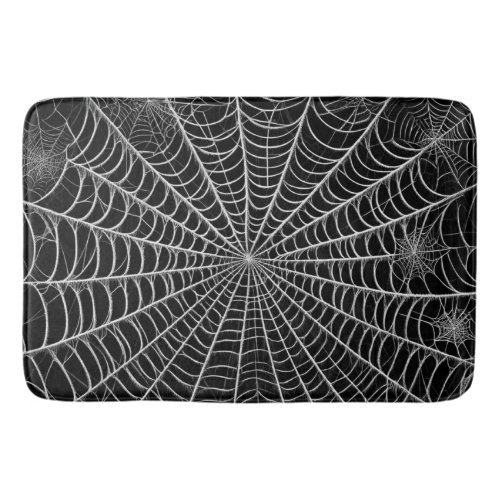 Black  White Spiderwebs Spider Web Halloween Bath Mat