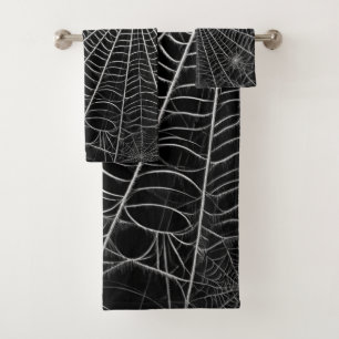 Black & White Spiderwebs Spider Web Halloween Bath Towel Set