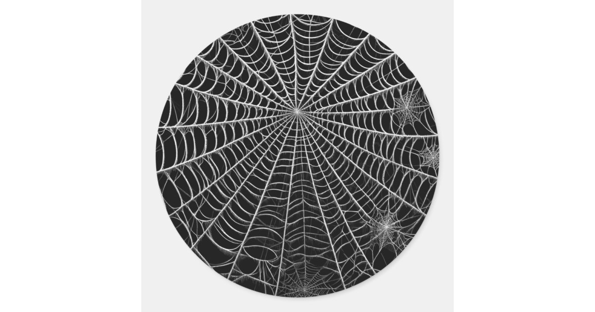 Black & White Spiderwebs Spider Web Halloween Classic Round Sticker ...