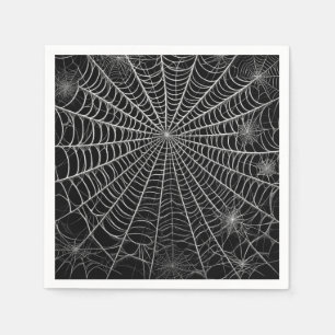 Black & White Spiderwebs Spider Web Halloween Napkins