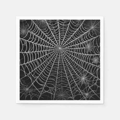 Black  White Spiderwebs Spider Web Halloween Napkins