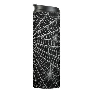 Black & White Spiderwebs Spider Web Halloween Thermal Tumbler