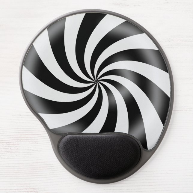 Black & White Spiral Design Ergonomic Gel Mousepad (Front)
