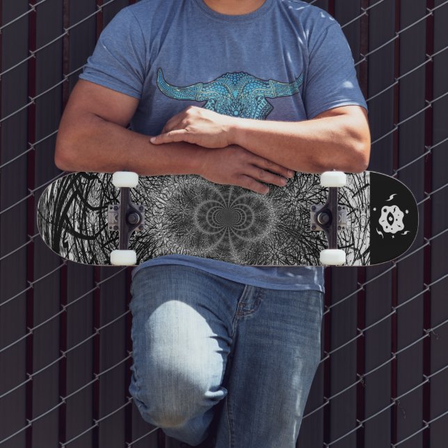 Black White Spiral Edgy Skateboard (Outdoor 3)