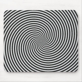 Black & White Spiral Swirl Optical Illusion Mouse Pad
