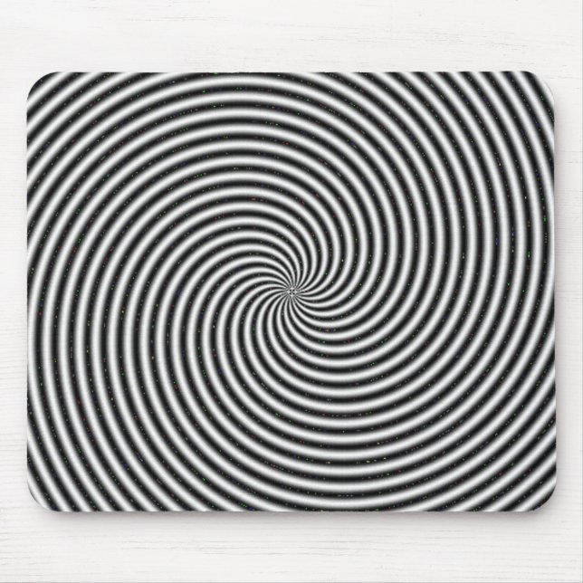Black & White Spiral Swirl Optical Illusion Mouse Pad (Front)