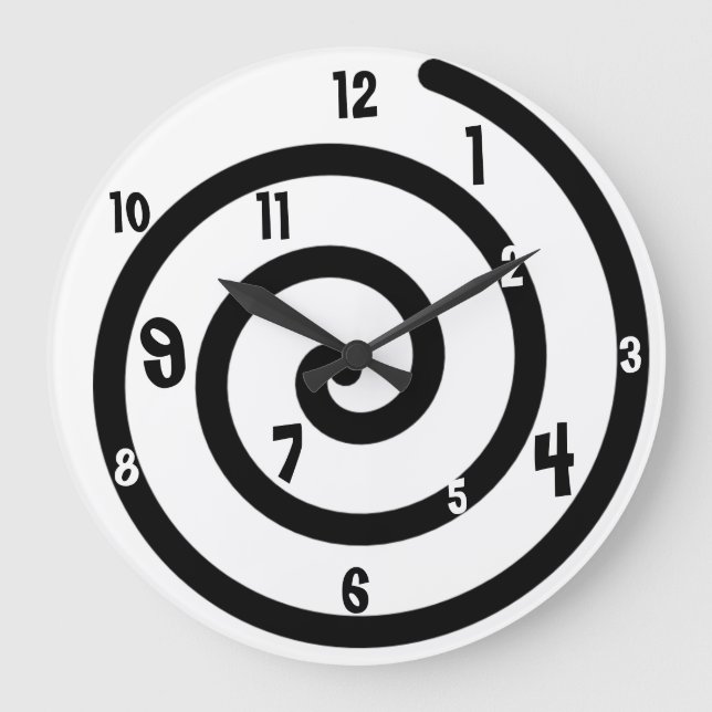 Black & White Spiral Wall Clock (Front)