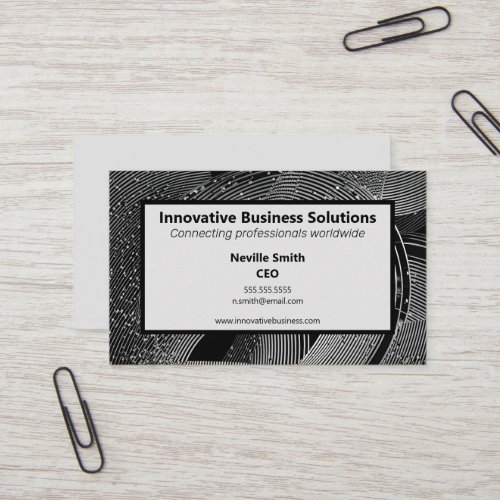 Black  White Spirals with Particles High Tech IT  Business Card
