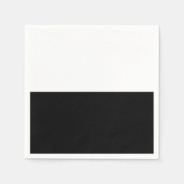 Black & White Split Half Birthday Chic Party Paper Napkins (Front)
