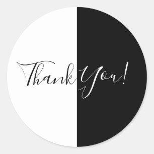 Black & White Split Half Birthday Party Elegant Classic Round Sticker