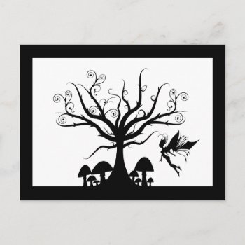 Black & White Spooky Fairy Postcard by HotPinkGoblin at Zazzle