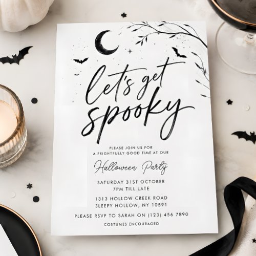 Black & White Spooky Halloween Party Invitation