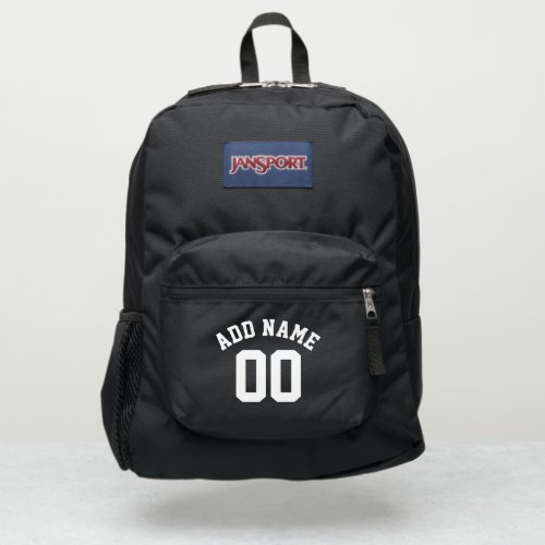 Black  White Sports Jersey Custom Name Number JanSport Backpack