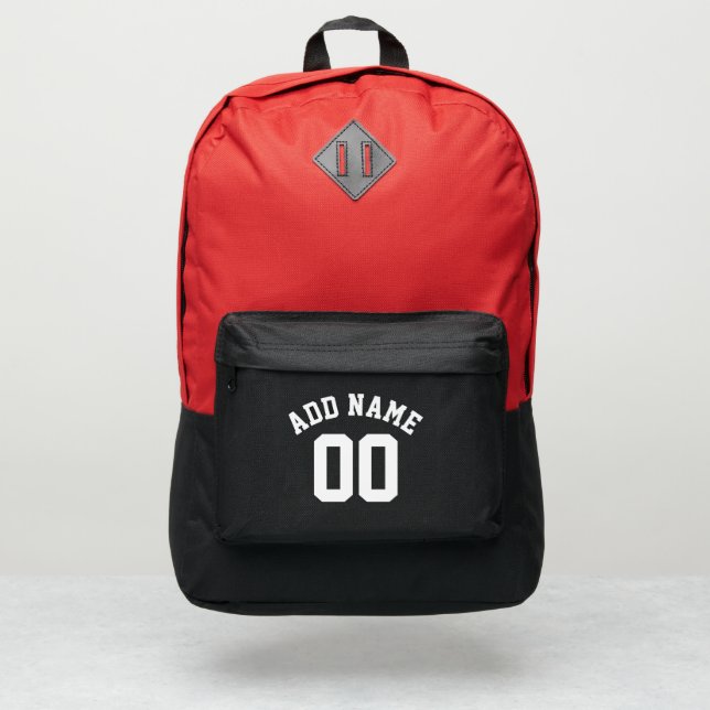 Black & White Sports Jersey Custom Name Number Port Authority® Backpack (Front)