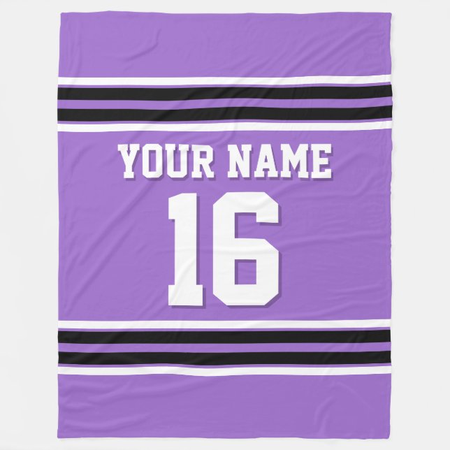 Black White Sports Jersey Fleece Blanket (Front)