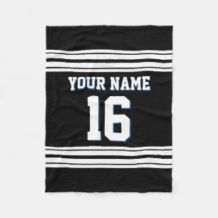 Black White Sports Jersey Fleece Blanket