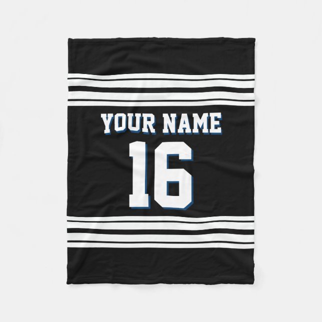 Black White Sports Jersey Fleece Blanket (Front)