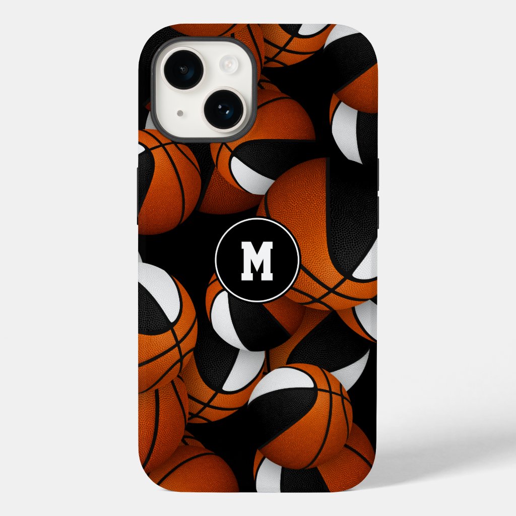 Black white sports team colors basketball iphone case