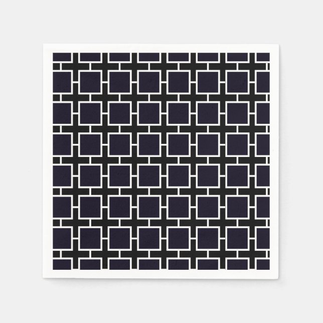 BLACK & WHITE Square Chic Birthday Napkins (Front)