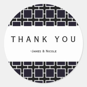 Black & White Square Geometric Chic Party Sticker