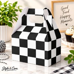 Black White Square Pattern Large Gable Favor Boxes