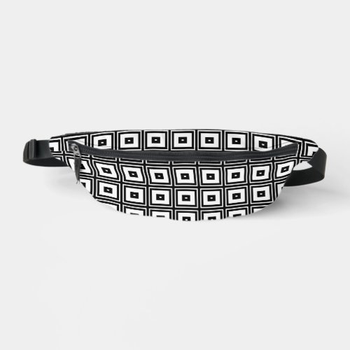 Black White Squares Abstract Pattern Fanny Pack