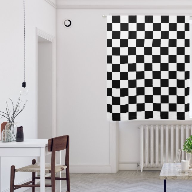 Black White Squares Checkered Curtain 50" x 63" (Living Room)