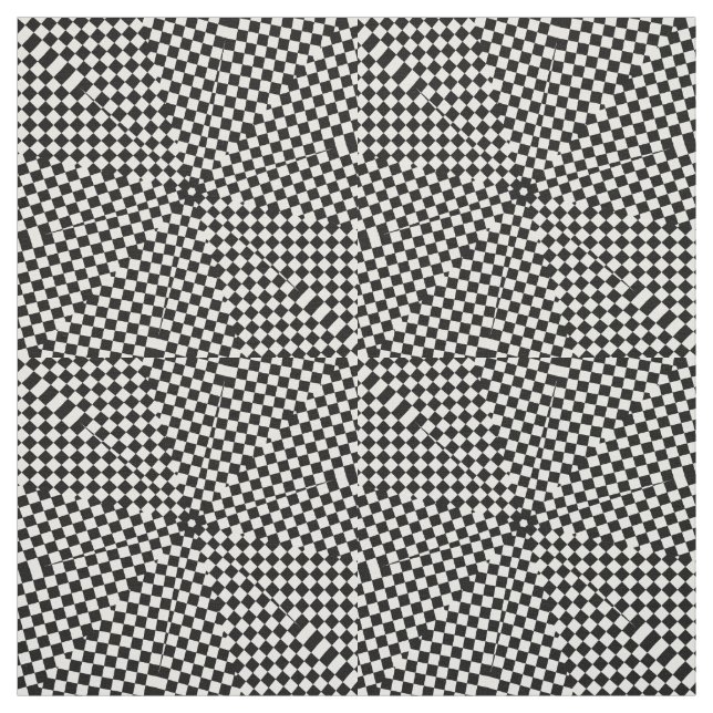 Black White Squares Stars Print Pattern Fabric (Swatch)