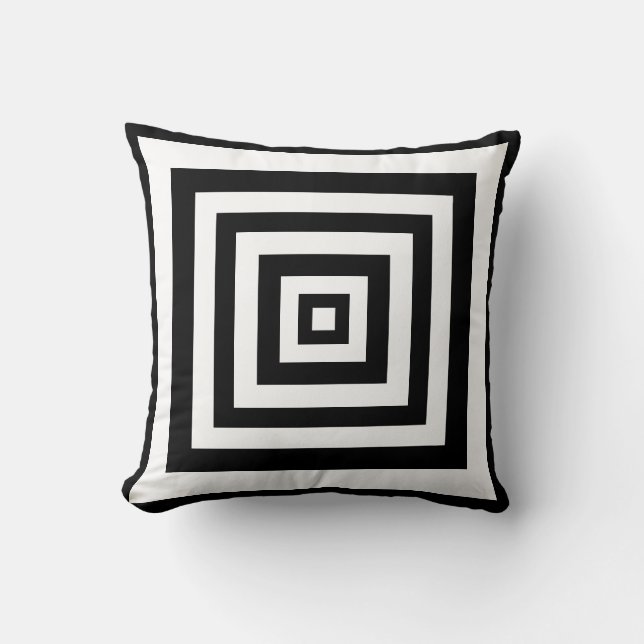 Black white squares throw pillow (Front)