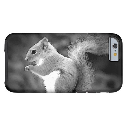 Black  White Squirrel Eating Nuts Tough iPhone 6 Case