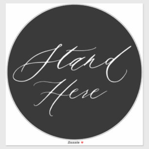 Black & White Stand Here 6 Feet Large Floor Marker Sticker