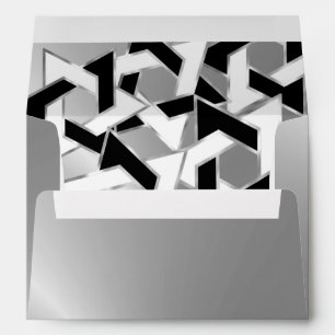 Black White Star of David on Silver Envelope