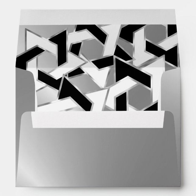 Black White Star of David on Silver Envelope (Back (Bottom))