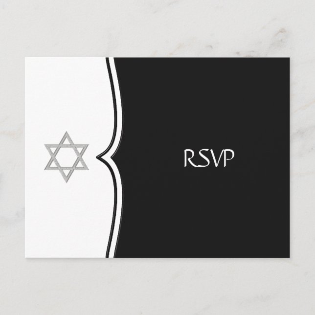 Black White Star of David RSVP Postcard (Front)