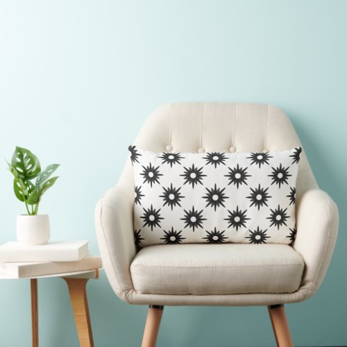 Black  White Star Pattern Lumbar Pillow