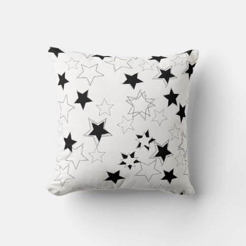 Black  White Star Throw Pillow 