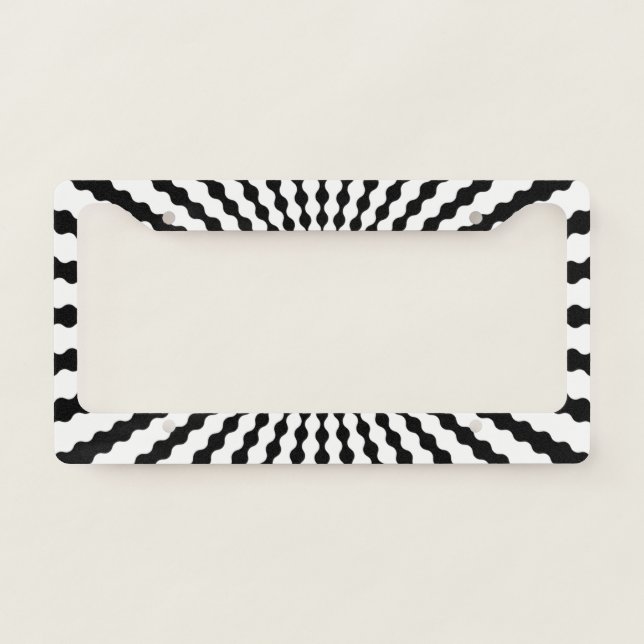 Black White Starburst License Plate Frame (Front)