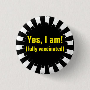 Black White Starburst Vaccination Button