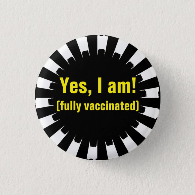 Black White Starburst Vaccination Button