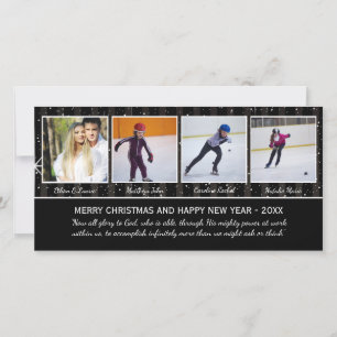 Black/White Stars 4 Photos - Christmas Photo Card