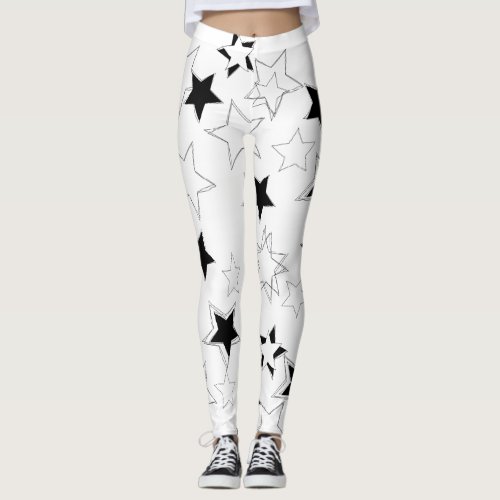 Black &amp; White Stars Leggings